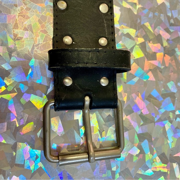 Vintage Western Studded Concho Belt Black Leather Southwestern Cowgirl Boho M/L - Picture 10 of 11